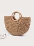 Minimalist Top Handle Straw Bag