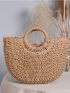 Minimalist Top Handle Straw Bag