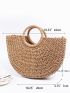 Minimalist Top Handle Straw Bag