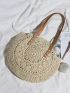 Hollow Out Circle Straw Bag