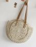 Hollow Out Circle Straw Bag