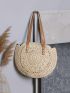 Hollow Out Circle Straw Bag