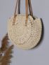 Hollow Out Circle Straw Bag