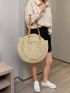 Hollow Out Circle Straw Bag