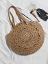 Hollow Out Circle Straw Bag