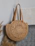 Hollow Out Circle Straw Bag