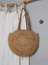 Hollow Out Circle Straw Bag