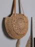 Hollow Out Circle Straw Bag