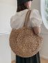 Hollow Out Circle Straw Bag