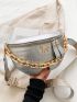 Crocodile Embossed Chain Fanny Pack