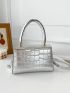 Chain Decor Crocodile Embossed Square Bag