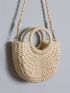 Mini Minimalist Twilly Scarf Decor Straw Bag