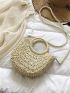 Mini Minimalist Twilly Scarf Decor Straw Bag