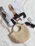 Mini Minimalist Twilly Scarf Decor Straw Bag