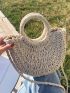 Mini Minimalist Twilly Scarf Decor Straw Bag