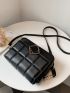 Mini Geometric Metal Decor Quilted Flap Square Bag