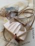 Bow Decor Two Tone Ruched Bag