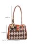 Twilly Scarf Decor Argyle Pattern Shoulder Tote Bag