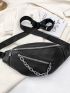 Chain Decor Zipper Front Fanny Pack