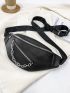 Chain Decor Zipper Front Fanny Pack