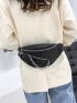 Chain Decor Zipper Front Fanny Pack