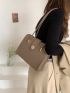 Minimalist Metal Decor Shoulder Tote Bag