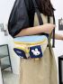 Colorblock Cartoon Decor Multi-compartment Fanny Pack