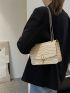 Crocodile Embossed Flap Square Bag