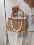 Rattan Design Satchel Bag