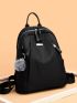 Metal Decor Multi-zip Backpack With Bag Charm
