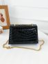 Crocodile Embossed Chain Flap Square Bag