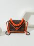 Mini Coconut Shell & Bead Decor Flap Square Bag