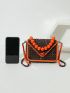 Mini Coconut Shell & Bead Decor Flap Square Bag