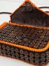 Mini Coconut Shell & Bead Decor Flap Square Bag