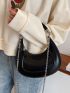 Minimalist Textured Chain Satchel Bag