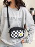 Mini Checkered Graphic Letter Patch Square Bag