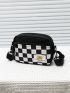 Mini Checkered Graphic Letter Patch Square Bag