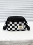 Mini Checkered Graphic Letter Patch Square Bag