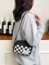 Mini Checkered Graphic Letter Patch Square Bag