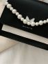 Mini Two Tone Faux Pearl Decor Flap Square Bag