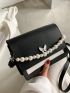 Mini Two Tone Faux Pearl Decor Flap Square Bag