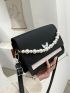 Mini Two Tone Faux Pearl Decor Flap Square Bag