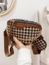 Houndstooth Graphic Saddle Bag With Coin Purse