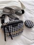 Houndstooth Graphic Saddle Bag With Coin Purse