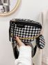 Houndstooth Graphic Saddle Bag With Coin Purse