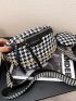 Houndstooth Graphic Saddle Bag With Coin Purse