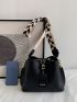 Geometric Strap Metal Decor Bucket Bag