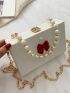 Bow & Faux Pearl Decor Chain Box Bag