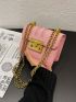 Mini Metallic Crocodile Embossed Flap Chain Square Bag