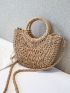 Mini Minimalist Twilly Scarf Decor Straw Bag